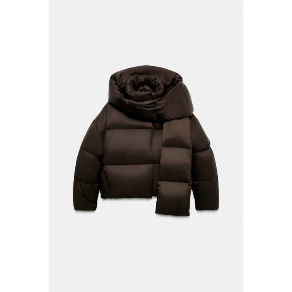 ZARA WATER REPELLENT WINDPROOF DOWN PUFFER COAT WITH HOODIE - Picture 7 of 11